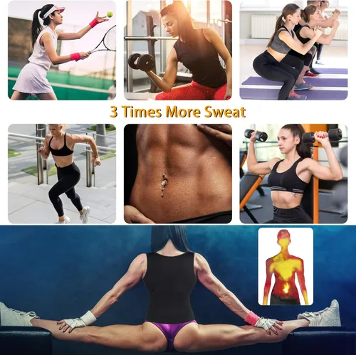 Miniatura 5 de GAODI Chaleco de entrenamiento de cintura para mujer, corsé delgado, corsé de neopreno, camiseta sin mangas con cremallera para entrenamiento
