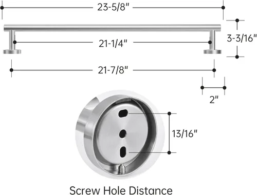 Miniatura 9 de KES Toallero para baños de 21.3 pulgadas, toallero SUS304 de acero inoxidable para montaje en pared, acabado cepillado, longitud total de 23.6