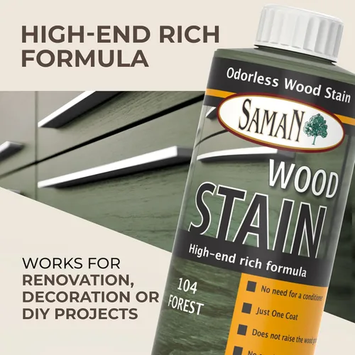 Miniatura 2 de SamaN Tinte para Madera Interior a Base de Agua - Tinte Natural para Muebles, Molduras, Paneles de Madera, Gabinetes (Forest TEW-104-12, 12 oz)