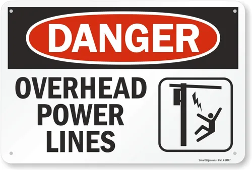 SmartSign Letrero bilingüe "Danger - Overhead Power Lines" | Aluminio de 12 x 18 pulgadas