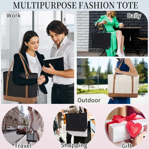 Miniatura 2 de VONXURY - Bolsa de mano para laptop para mujer, bolsa de hombro para computadora de 15.6 pulgadas, bolsa de trabajo para profesores, bolsa de viaje