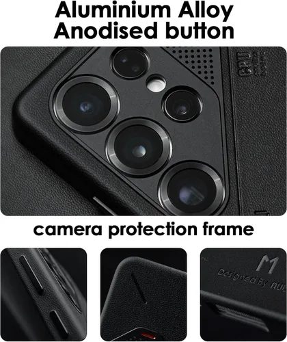 Miniatura 5 de Aulumu S25 Ultra Galaxy Funda Magnética de Cuero Vegano Compatible con MagSafe Refrigeración Pasiva Funda Samsung Galaxy S25 Ultra - Negro