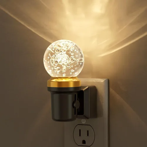 Miniatura 7 de JandCase Luces nocturnas enchufables a la pared, sensor de atardecer a amanecer, LED blanco suave de 3000 K, diseño acrílico, brillo ajustable de 0