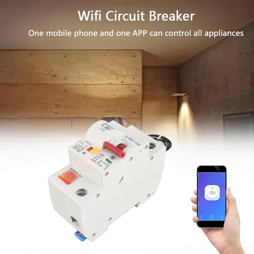 Miniatura 5 de Interruptor de circuito inteligente, AC220V PA66-DSM Interruptor remoto de la aplicación del teléfono Shell ignífugo (1P 40A)