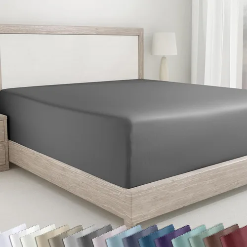Miniatura 15 de California Design Den - Sábana bajera ajustada de algodón con bolsillo profundo, suave de 400 hilos, 100 % algodón satinado, ajuste ceñido, elástico