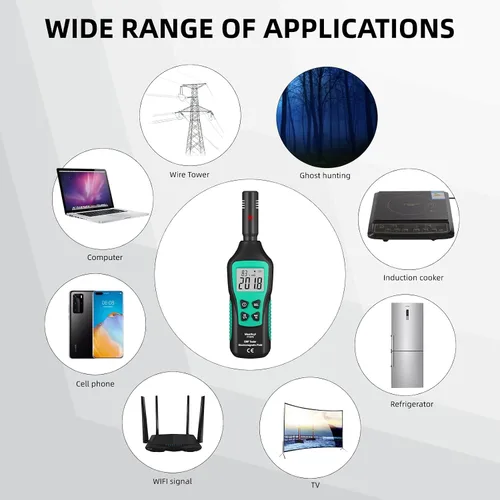 Miniatura 6 de Medidor EMF, detector EMF, probador EMF LCD digital, detector de radiación electromagnética para exteriores, hogar, oficina, caza de fantasmas