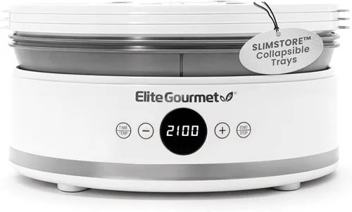 Miniatura 8 de Elite Gourmet EFD319 Deshidratador de alimentos, controles de temperatura ajustables, aperitivos de frutas, verduras, carne, sin bisfenol A, 5 Negro