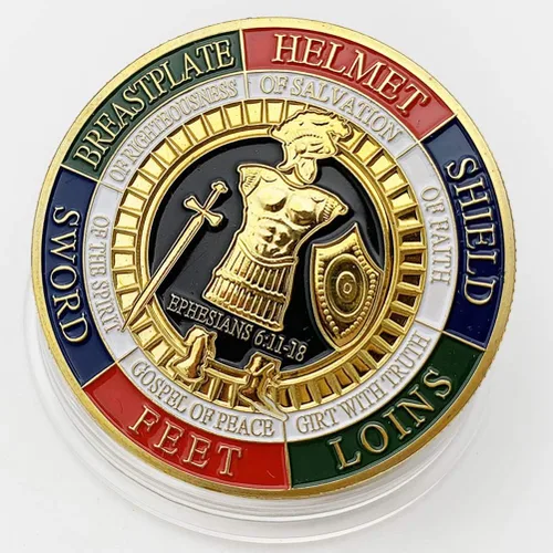 Miniatura 3 de Moneda de desafío de armadura de Dios, Medallón de coleccionista de monedas de oración