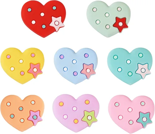 Craftdady - Cuentas focales de silicona con forma de corazón, cuentas espaciadoras sueltas para manualidades, pulseras, collares, llaveros de 0.99 x