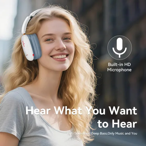 Miniatura 3 de Auriculares Bluetooth sobre la oreja, auriculares inalámbricos Bluetooth 5.3, tiempo de reproducción de 20 horas, micrófono, auriculares ligeros