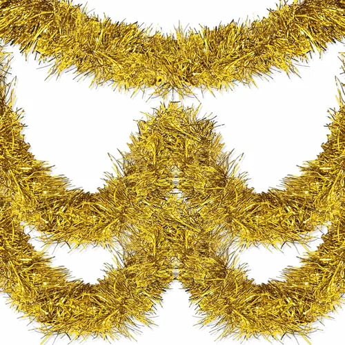 Miniatura 16 de Guirnalda de flecos de aluminio para Navidad de 7,6 metros con borlas metálicas, bandera para colgar en la pared, serpentinas de oropel para telones