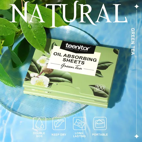 Miniatura 3 de Teenitor Hojas de secado de aceite para la cara, 400 hojas de té verde absorbentes de aceite hojas de papel secante para piel grasa, almohadillas