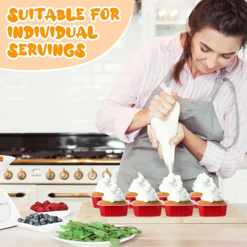 Miniatura 4 de Aoriher - Juego de 150 piezas de moldes para pasteles mini con tapas, moldes de aluminio con papel de aluminio, moldes desechables cuadrados de 296