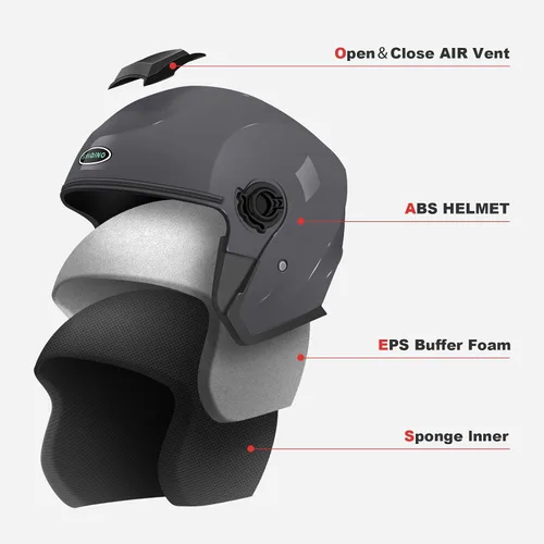 Miniatura 5 de Casco de motocicleta abierto para adultos 3/4, con doble visera, para moto, scooter, ebike, ciclomotor, para hombres y mujeres, aprobado por el DOT