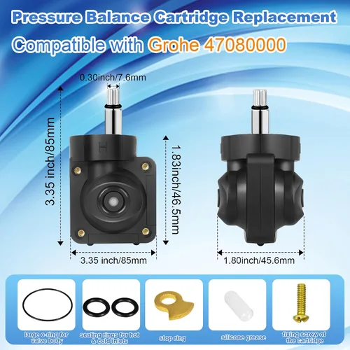 Miniatura 3 de 47080000 Cartucho de equilibrio de presión compatible con cartucho de ducha Grohe, repuesto de cartucho de equilibrio de presión para cartucho