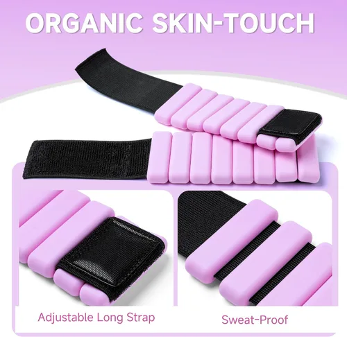 Miniatura 4 de Brazaletes con peso para muñecas y tobillos para mujeres (juego de 2) Pesas de entrenamiento para yoga, pilates y caminar Pesas de piernas