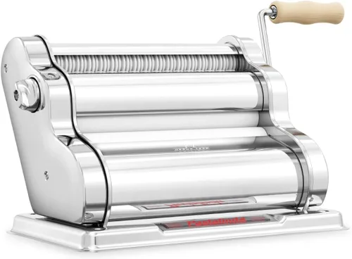 Miniatura 14 de PASTALINDA Máquina para hacer pasta Classic 260, rodillos de 10.2 in de ancho, 9 posiciones de grosor, 2 posiciones de corte, acero inoxidable, Lila
