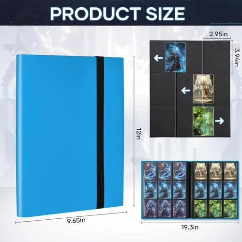 Miniatura 2 de Carpeta de Cartas Coleccionables, Carpeta de Álbum de Cartas Libro Compatible con MTG Béisbol Fútbol Americano Tarjetas Deportivas, Carpeta de Azul