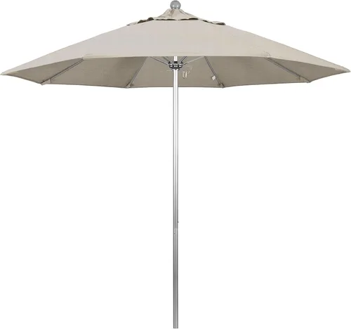 Miniatura 8 de California Umbrella Paraguas redondo de aluminio/fibra de vidrio de 9', empuje abierto, poste de plata, tela azul real de olefina