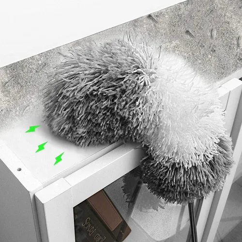 Miniatura 3 de BOOMJOY Plumero de microfibra con poste extensible y cabezal flexible, plumero telescópico de 100 pulgadas para limpiar techo, ventilador, muebles