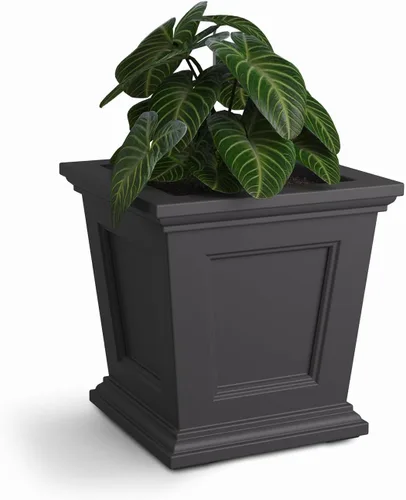 Mayne Fairfield - Maceta cuadrada de 16 pulgadas, con riego automático, resistente a la intemperie, para flores, diseño duradero para exteriores,