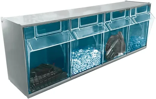 Armario de almacenamiento con 4 contenedores inclinables, sistema organizador horizontal para el hogar, oficina, garaje, 23.6 pulgadas de ancho x