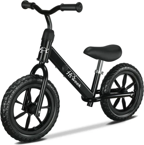 Bicicleta de equilibrio para niños pequeños HAWEEK de 12 pulgadas, bicicleta de entrenamiento sin pedales para niños de 24 meses a 5 años, ajustes