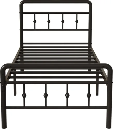 Miniatura 9 de DiaOutro Base de cama clásica de metal con cabecero y estribo, 16 pulgadas, no necesita somier, resistente estilo victoriano, base de Negro mate