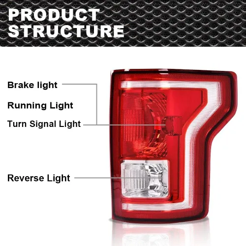 Miniatura 5 de CROSSDESIGN Luz trasera trasera sin bombillas lado derecho rojo compatible con Ford F150 SSV 2016 2017/Fit F150 (submodelo: Lariat, XL, XLT) 2015