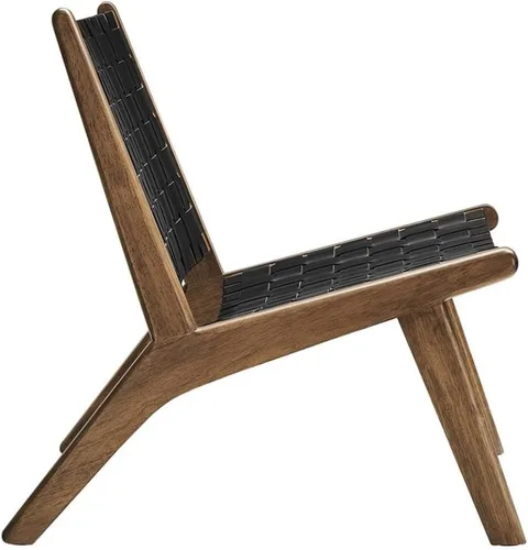 Miniatura 5 de Modway Saoirse - Sillón decorativo de madera de imitación en color negro nogal Cuero sintético negro nogal
