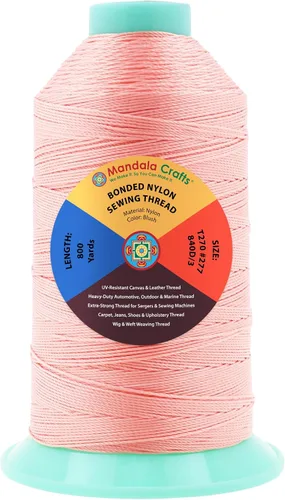 Miniatura 315 de Mandala Crafts - Hilo de nailon para coser cuero, tapicería, mezclilla y para trenzar el pelo; resistente, 1500 yardas, tamaño 69 T70 Marrón