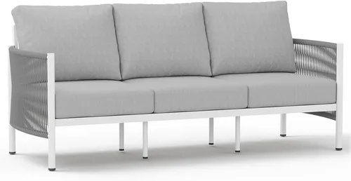Miniatura 22 de Juego de muebles de aluminio para patio al aire libre con mesa de centro de doble capa, juegos de conversación de patio modernos de 4 piezas