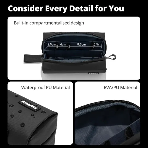Miniatura 9 de AMBITFUL ZOOM P1 - Estuche de almacenamiento para DJI Osmo Pocket 3/4/360, bolsa de transporte de piel sintética impermeable, bolsa de viaje de gran