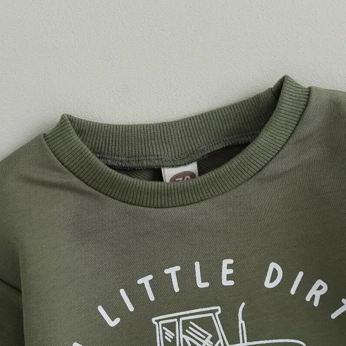 Miniatura 129 de Conjunto de 2 piezas de sudadera de manga larga con cuello redondo y pantalones casuales para bebés y niños pequeños