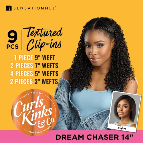 Miniatura 7 de Sensationnel Curls Kinksandco Clip In - Dream Chaser - Paquete de 9 clips fáciles de usar para cabello natural de 3C a 4C (1 JETBLACK)