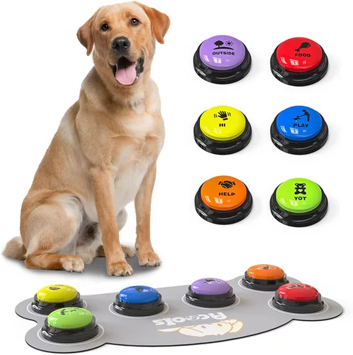 Miniatura 13 de Botones para comunicación para perros, juego de 9 botones para hablar con perros, grabación de voz de 30 segundos, botones de entrenamiento