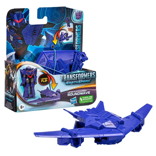 Miniatura 4 de Transformers Toys EarthSpark 1-Step Flip Changer Soundwave - Figura de acción de 4 pulgadas, juguetes robot para edades de 6 años en adelante
