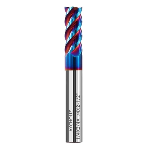 Miniatura 19 de Juego de fresas de extremo cuadrado de carburo sólido de 1/2 "65HRC extralarga de 4 pulgadas, cortador de fresado CNC de 4 flautas para acero