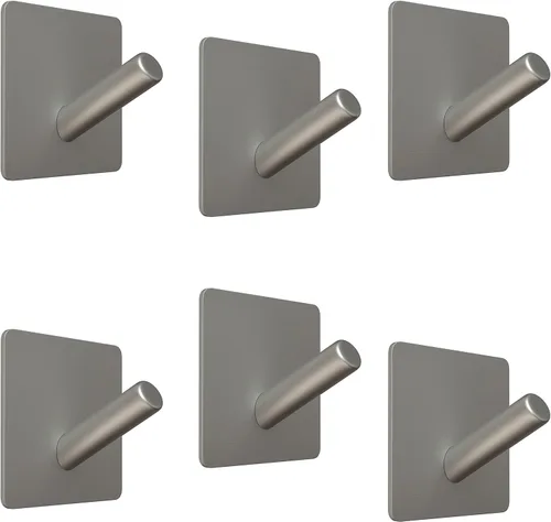 Miniatura 10 de Ganchos autoadhesivos para toallas de baño de níquel cepillado para montar en la puerta de baño, tiras fuertes de acero inoxidable SUS304
