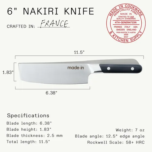 Miniatura 8 de Made In Cookware - Cuchillo Nakiri de 6" Francia - Espiga Completa Con Mango Negro de Trufa