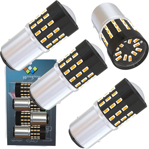Miniatura 14 de BAU15S PY21W 1156PY 7507 7510 9507 Bombillas LED súper brillantes color amarillo ámbar de 54 SMD 3014 12V-24V para indicadores de posición, luz