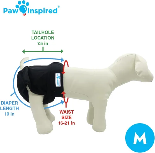Miniatura 2 de Paw Inspired Pañales lavables para perros (paquete de 3), pañales de tela reutilizables para perras pequeñas, medianas y grandes