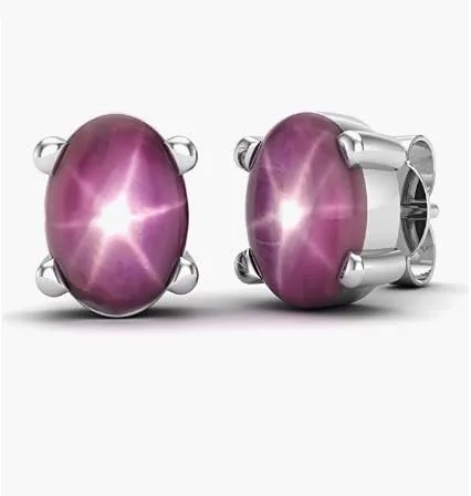 Miniatura 2 de Pendientes de tuerca ovalados con forma ovalada de rubí en plata de ley 925 para mujeres y niñas, Gema, rubí