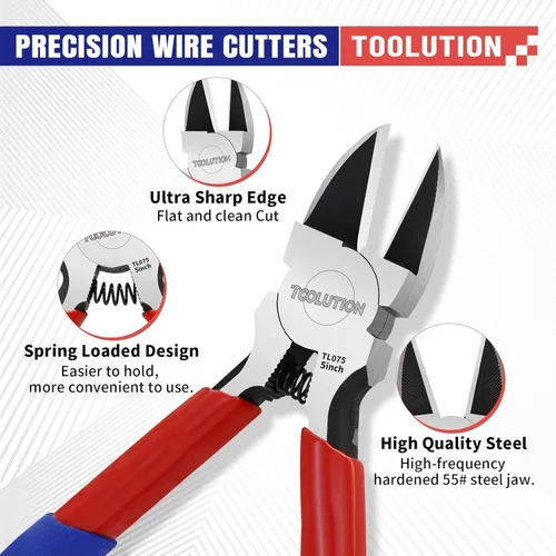 Miniatura 5 de 2-Piece Electrician's Pliers Set - 7" Wire Stripper & 5" Flush Cutter - Professional Wire Stripping Tool with Spring-Loaded Design & Non-Slip Grip
