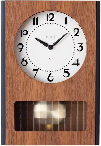 Miniatura 8 de Reloj de pared con péndulo, reloj de escritorio japonés hecho a mano con madera maciza de haya, roble y nogal, sin tictac, funciona