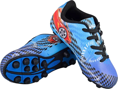Miniatura 2 de Vizari Racer - Zapatos de fútbol para niños pequeños y pequeños, diseño gráfico único con parte superior de cuero sintético resistente, suela