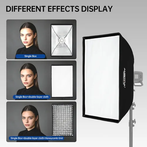 Miniatura 5 de AMBITFUL FW60x90 - Caja de luz rectangular de 23.6 x 35.4 in/24 x 35 pulgadas con rejilla de panal, caja de luz Bowens para flash de estudio, luz