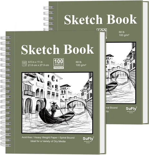 Miniatura 25 de Cuaderno de bocetos para niños, pequeño cuaderno de bocetos, cuaderno de bocetos de 5.5 x 8.5, paquete de 1 (68lb/100gsm), 100 hojas de bloc