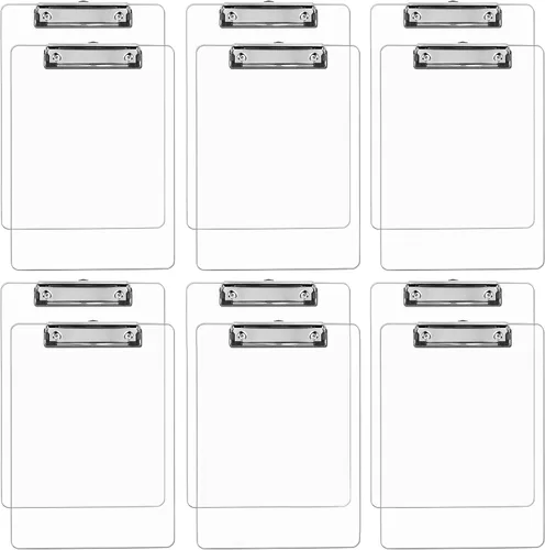Miniatura 11 de Portapapeles de plástico transparente (juego de 6) portapapeles Fuerte 12.5 x 9 pulgadas Capacidad para 100 hojas! Portapapeles acrílicos