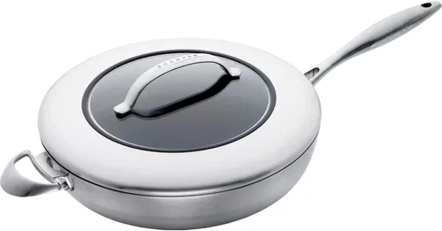 Scanpan CTX - Sartén antiadherente de 12 3/4 pulgadas con tapa, compatible con estufas de gas y eléctricas, apta para utensilios de metal, apta para